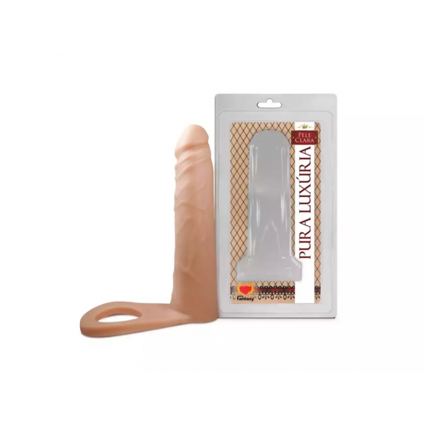 Anel Companheiro Com Vibro E Pênis Pele Clara 16x3,8cm