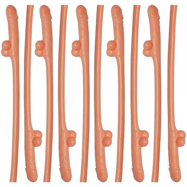 Kit com 10 Canudos em Formato De Pênis