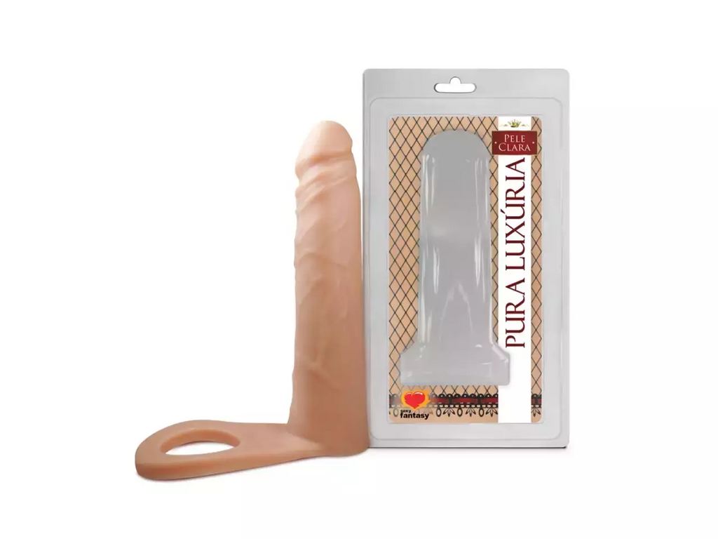 Anel Companheiro Com Vibro E Pênis Pele Clara 16x3,8cm