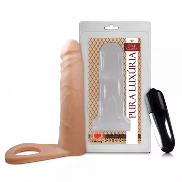 Anel Companheiro Com Vibro E Pênis Pele Clara 16x3,8cm
