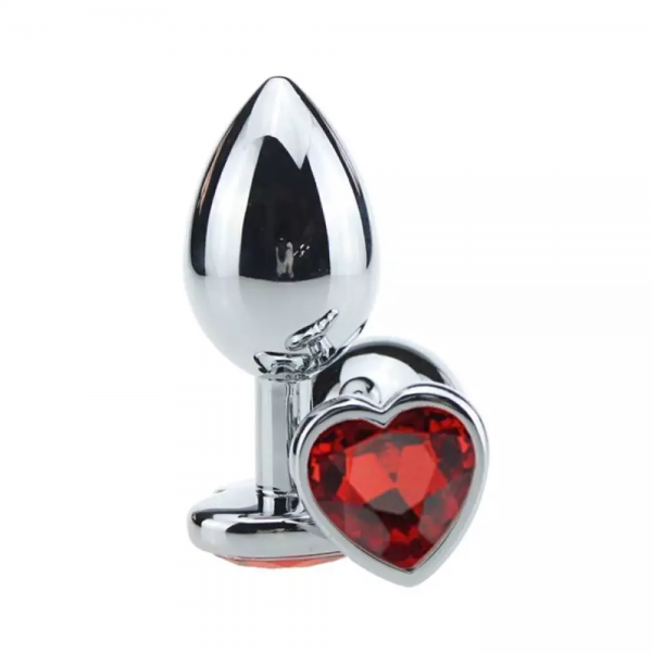 Plug Anal M com Joia em Formato de Coração Cor da pedra:Vermelho