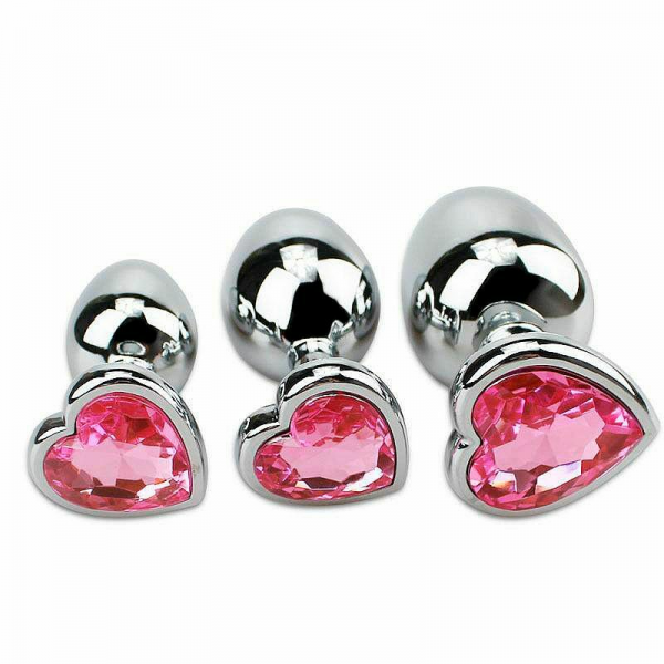 Plug Anal M com Joia em Formato de Coração Cor da pedra:Rosa