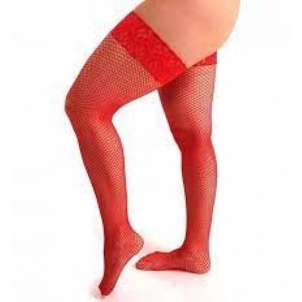 Meia arrastão Vermelha Rendada 7/8 - Perutextil