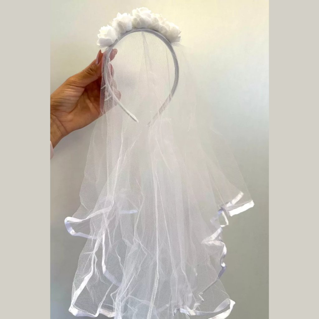 Tiara véu de noiva com flores