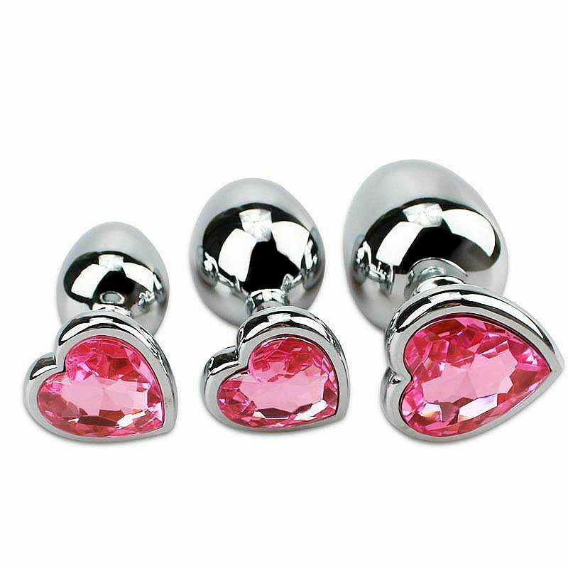 Plug Anal M com Joia em Formato de Coração Cor da pedra:Rosa