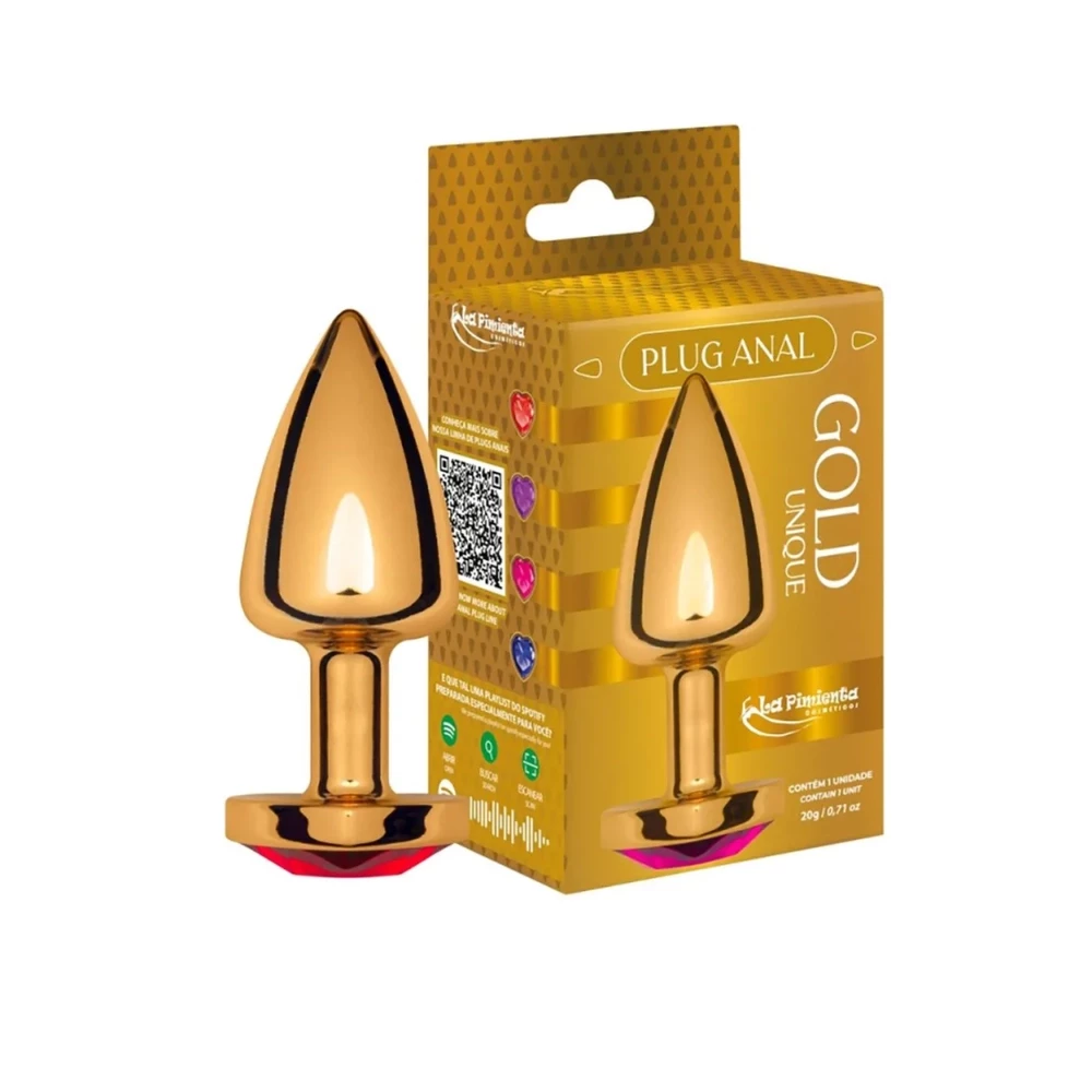 Plug Anal Gold - Coração Vermelho