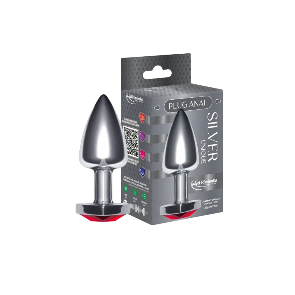 Plug Anal Silver - Coração Vermelho
